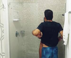 Fucking Shower Against The Wall - We took a shower and almost broke the glass fucking. Homemade Milf Porn in  Spanish watch online