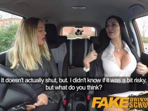 lesbian driving - Fake Driving School lesbian sex with hot Australian babe and busty milf