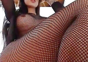 hot amature shemale in ass in fishnets - Fishnet Shemale Porn