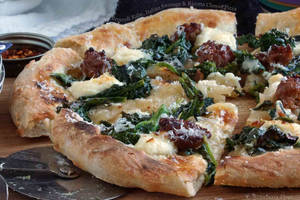 California Italian Porn - Crusty Garlicky Broccoli Rabe, Italian Sausage and Ricotta Cheese Pizza