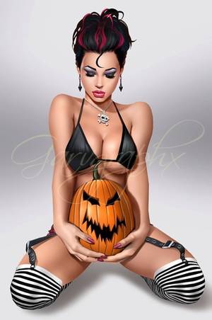 halloween animated erotic cartoons - Keith Garvey Jack-O Pin Up Girl Art Halloween Pumpkin Signed Print - Escape  Collectibles, Ltd