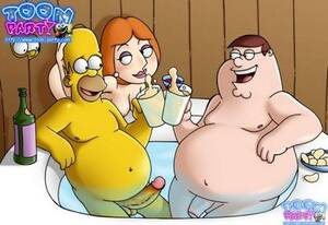 cartoon porn hot tub - homer simpson and peter griffin are both enjoying a beer in the hot tub  while lois serves them â€“ Simpsons Porn