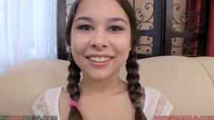 Kira Sinn - Ponytailed teenager Kira Sinn impatiently taking jizz facial cumshot