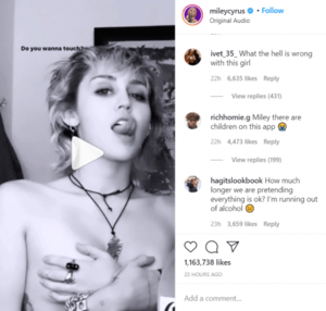 Miley Cyrus Porn Captions Blowjob - Miley Cyrus strips, grabs her chest, unbuttons pant, post break up is  unappreciated by followers - IBTimes India