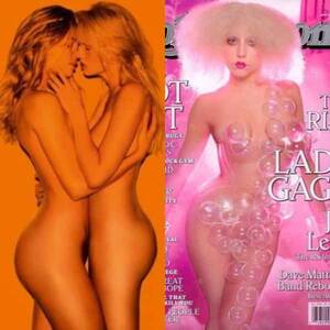 Lady Gaga Lesbian Porn - From Lady Gaga's bubbles to Lara Stone's lesbian love â€“ 10 Hollywood celebs  who scorched magazine covers with their totally nude photoshoots