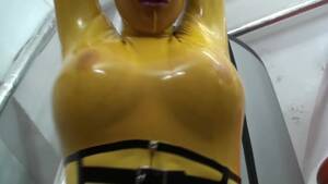 latex self bondage corsets - Girl Full Encased In Yellow Latex Catsuit + Fishnets Makes Self Bondage -  Free Porn Videos - YouPorn