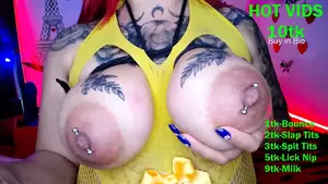 Big Nipple Ring Porn - Camwhore removes huge nipple piercings and squirts milk | xHamster