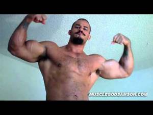 Flexing Porn - Super muscle flexing with Samson Scream Bodybuilder porn star