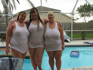 Bbw Swimming Porn - Wild party by the swimming pool with a bunch of BBWs in wet outfits having  fun
