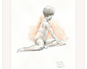 black nude sketches - Male Nude pencil drawing ORIGINAL Male nude studies - orange tobacco black  11,5\