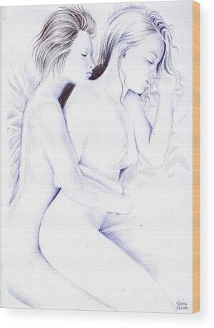 drawing lesbian girls nude - Two lesbian girls sleeping together Wood Print by Chirila Corina - Fine Art  America