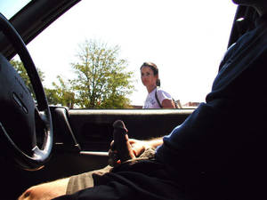 jerking off in car - Girl is looking at guy who jerking off in a car