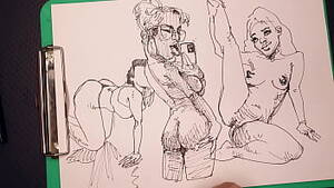 Hardcore Asian Porn Pencil Drawings - porn artist at work , drawing sexy girls , sketching fast - XVIDEOS.COM