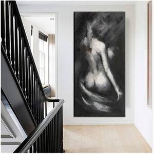 big black nude art - Large Modern Abstract Nude Oil Painting on Canvas Black White Gray Naked  Wall Art Sexy Girl Woman Canvas Pictures/50x100cm-No Frame : Amazon.ca: Home