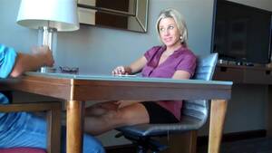 blonde milf footjob - Blonde MILF gives a guy a perfect footjob with her mature feet at the  office - Feet9