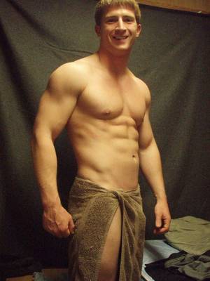 big dick cock towel - Imagine him squatting on front of you with that towel slit!