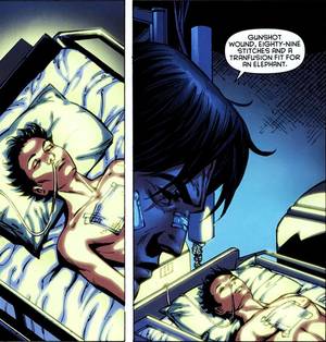 Batman Damian Wayne Porn - And lastly, we have the black sheep of the Bat Family, Jason Todd  post-resurrection. He's trashing his hotel room (and the hotel staff) after  reading a ...