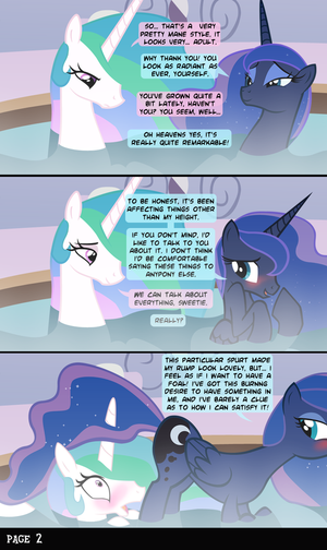 Mlp Celestia Porn Comic - 81218 - suggestive, artist:anonymous, princess celestia, princess luna,  alicorn, pony, comic:stay with me sister, g4, bath, bedroom eyes, blushing,  comic, estrus, eyes on the prize, female, incest, lesbian, looking at butt,  looking