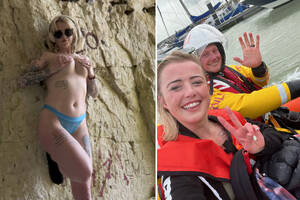 amateur sleeping naked on beach - Model rescued after taking NSFW snaps in sea cave