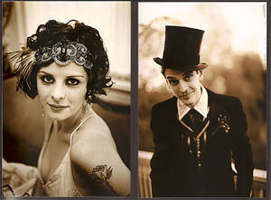 1920s Themed Porn - Mario, a magician, and his assistant, Katie, have a 1920s-themed wedding.  Kate wears a headband bought on Etsy. Photos by Daria Bishop. More images  here.