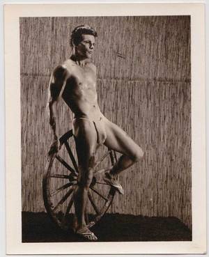 1960s Porn Gay Posing Straps - Vintage Photo Male Nude Posing Strap with Wagon Wheel, Bodybuilder, Gay  Interest