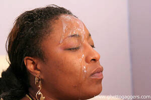 Ebony Spit - Black pussy. Her ebony face gets covered in - XXX Dessert - Picture 15