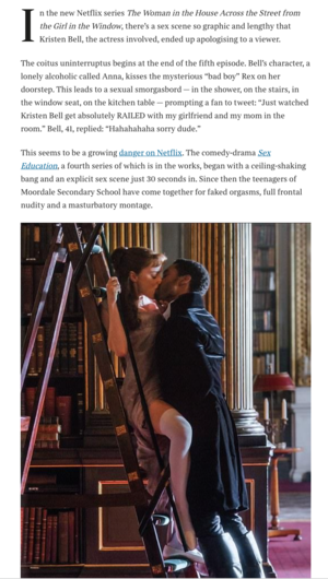 Kristen Bell Anal Porn - Has Netflix Become Sexflix? I talk to London's Sunday Times about this... â€”  Dr. Jenn's Den