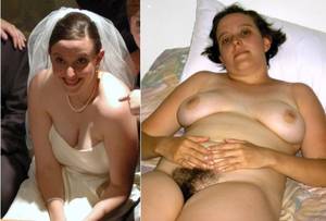 Before And After Sex Fucking - Only her husband new about the Amazonian bush which hides below the classy  wedding dress. Luckily for us, he shared this before-after nude pic of his  MILF ...