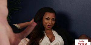 black lady voyeur - Black British voyeur instructing sub to jerk