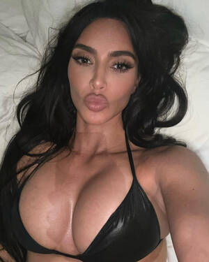kim kardashian huge boob sex - Kim Kardashian busts right out of tiny black triangle bikini top and  flaunts her massive pout in very sexy new selfies | The Irish Sun