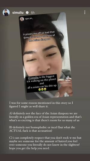 Asian Lucy Thai Porn Fishnet - Simu Liu responding to the criticism about him. : r/Fauxmoi