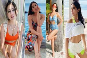 nude beach downblouse - 10 Super Hot Photos of Sara Ali Khan That Prove She is Effortlessly  Glamourous