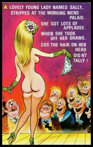 1950s vintage xxx cartoons - Bamforth vintage 1960s RisquÃ© Comic postcard frilly drawers stripper Flapper