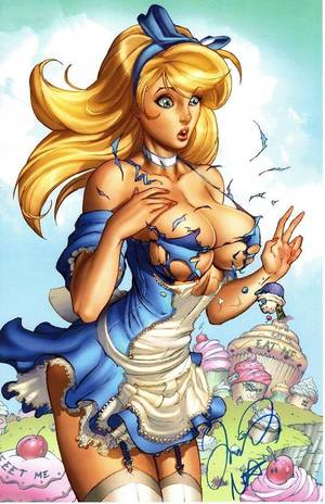 alice xxx animated cartoons - GFT Alice in Wonderland #1 Art Print Signed by Mike DeBalfo & Nei Ruffino  11x17
