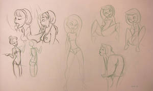 Cartoon Porn Drawings - Some cartoon porn studies... First attempt at STYLIZED figure drawing. I  redraw the poses at home to figure out what went wrong.