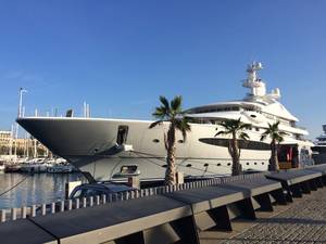 boat - Just slightly larger than her neighbor astern at the dock, the Mayan Queen  tips out at 306 feet.
