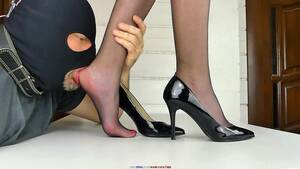 foot lick nylon - Porn Video - FOOT SLAVE WORSHIP and LICK NYLON FEET, SOLES, TOES, HEELED  his MISTRESS WIFE & HE CUM on PANTYHOSE!