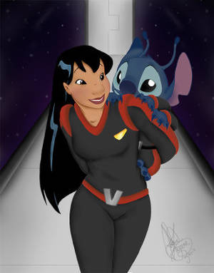 Lilo & Stitch Cartoon Porn - Artist Diana Barron has an idea for a Lilo & Stitch sequel set in space.  She imagines an adult Lilo training to become an officer in the Galactic  Armada, ...