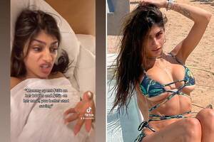 Khalifa Mia Tits Porn - Ex-porn star Mia Khalifa goes viral with fake boob skit