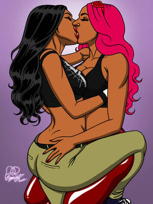kissing interracial cartoon porn gallery - Rule 34 - 2girls aj lee big ass black hair celebrity cleavage closed eyes  clothed dark-skinned female embrace female female only grabbing ass green  pants interracial interracial yuri kaywest kissing large breasts