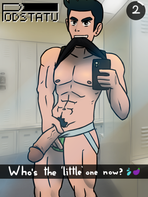 Jockstrap Cartoon Porn - Rule 34 - 1boy biting shirt black hair black tank top cellphone camera gay  half-erect holding penis jock jock slut jockstrap large penis lifting  clothing little mac locker room mostly nude penis