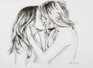 Drawing - Lesbian art line drawings from porn etc.