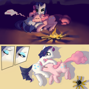 Mlp Breastfeeding Porn - 9241 - questionable, artist:cabyowl, pinkie pie, rarity, earth pony, pony,  unicorn, g4, breastfeeding, campfire, comic, crotchboobs, cute, desert,  diapinkes, female, lesbian, mama rarity, mare, morning, night, nudity, on  side, raribetes, ship:raripie .