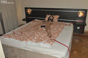 amateur wife tied to bed - Slutty brunette tied up to the bed and with - XXX Dessert - Picture 2