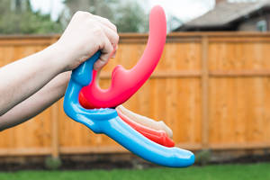 double dildo strapon - Demonstration of how floppy most strapless strap-on dildos are... except the