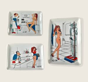 1950s Vintage Sexy Cartoons - Set of 3 Vintage French Pin up Girl Art Tip Trays Rene - Etsy Canada