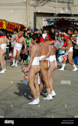japan street nude - Drunk participants of the Hadaka Matsuri Naked Man Festival Konomiya  Central Japan Stock Photo - Alamy