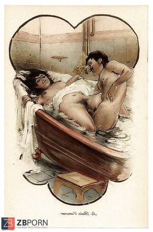 french sex illustrations - Them. Drawn Porn Art 29 - French Postcards - ZB Porn