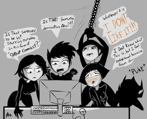 Aku Samurai Jack Porn - The daughters of Aku discover rule 34 : r/samuraijack