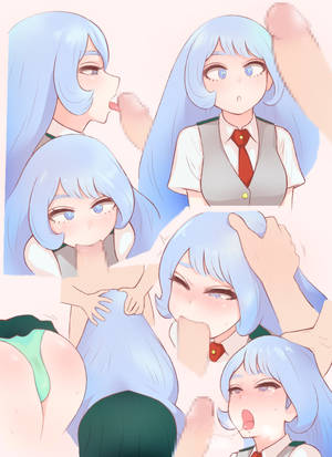 fellatio panties - :o ass blue_eyes blue_hair blue_panties blush censored dress_shirt fellatio